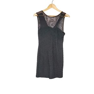 Black 90s-style Rouched Asymmetrical Geometric Modern Mini Dress with Mesh Chest